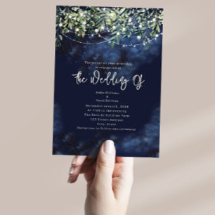 Stern Nacht Lichterkette Botanische Hochzeit Einladung