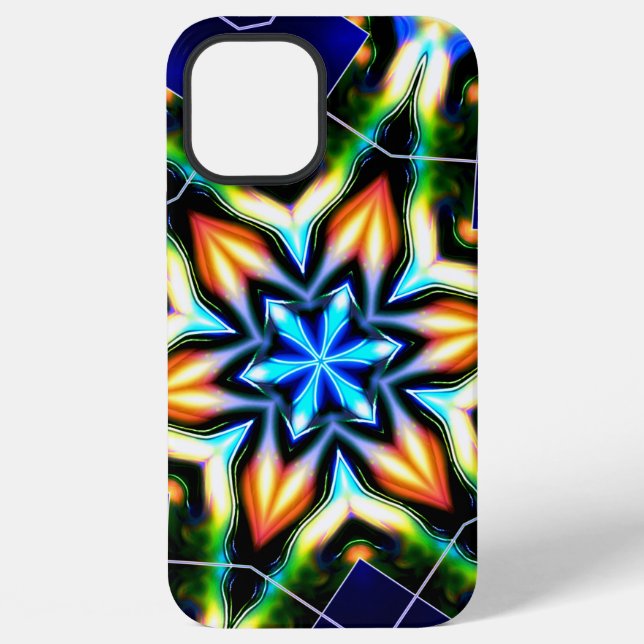 Stern oder Blume knacken metallische Rüstung, blau iPhone Hülle (Rückseite)