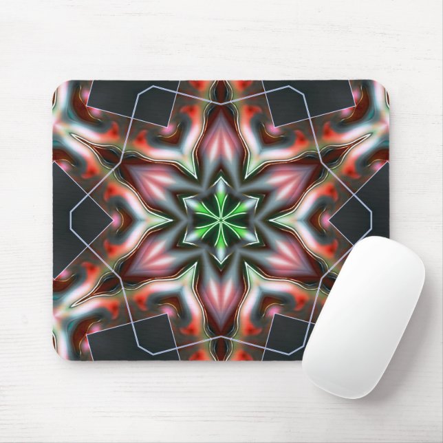 Stern oder Blume knacken metallische Rüstung, rot  Mousepad (Mit Mouse)