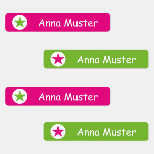 Stern - pink grün - 96 schmale Kinder  Etiketten
