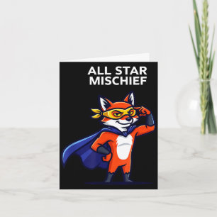 Stern-Schabernack-Superheld-Fuchs mit Cape Cartoon Karte