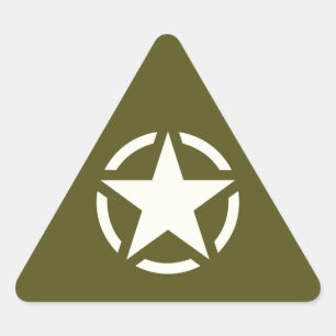 Stern-Schablone Vintage auf Khaki-Grün Dreieckiger Aufkleber