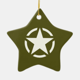 Stern-Schablone Vintage auf Khaki-Grün Keramikornament
