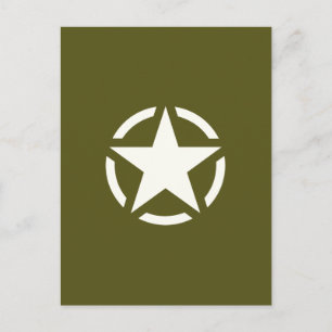Stern-Schablone Vintage auf Khaki-Grün Postkarte