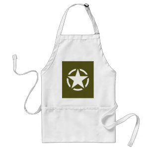 Stern-Schablone Vintage auf Khaki-Grün Schürze