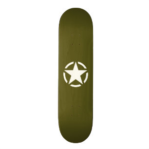 Stern-Schablone Vintage auf Khaki-Grün Skateboard