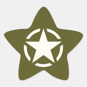 Stern-Schablone Vintage auf Khaki-Grün Stern-Aufkleber