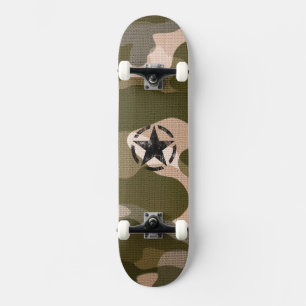 Stern-Schablone Vintage auf Tarnmuster Skateboard