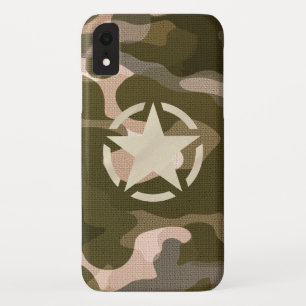 Stern-Schablone Vintage-Aufkleber im Tarnstil iPhone XR Hülle