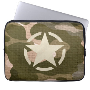 Stern-Schablone Vintage-Aufkleber im Tarnstil Laptopschutzhülle