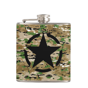 Stern-Schablone Vintage-Jute Camouflage-Stil Flachmann