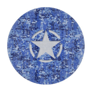 Stern-Schablone Vintage-Navyblau Digital Camo Schneidebrett