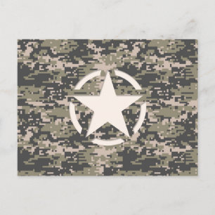 Stern-Schablone Vintage-Tag Digital Khaki-Stil Postkarte