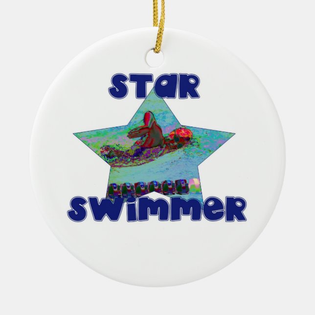 STERN-SCHWIMMER-WEIHNACHTSverzierungs-SCHABLONE Keramik Ornament (Vorne)