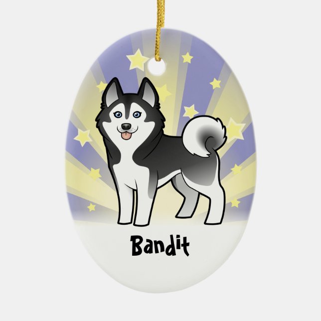 Stern-sibirischer Husky/alaskischer Malamute Keramik Ornament (Vorne)