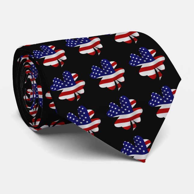 Stern-Spangled Fahne vierblättriges Kleeblatt Krawatte (Gerollt)