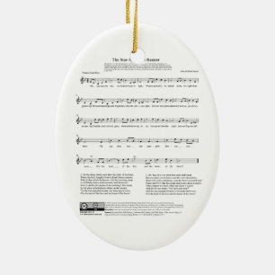 Stern-Spangled Fahnen-Nationalhymne-Musik-Blatt Keramik Ornament