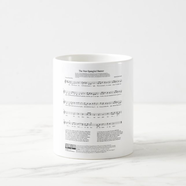 Stern-Spangled Fahnen-Nationalhymne-Musik-Blatt Tasse (Mittel)
