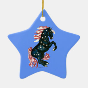 Stern Spangled wildes Mustang-Pferd - Keramik Ornament