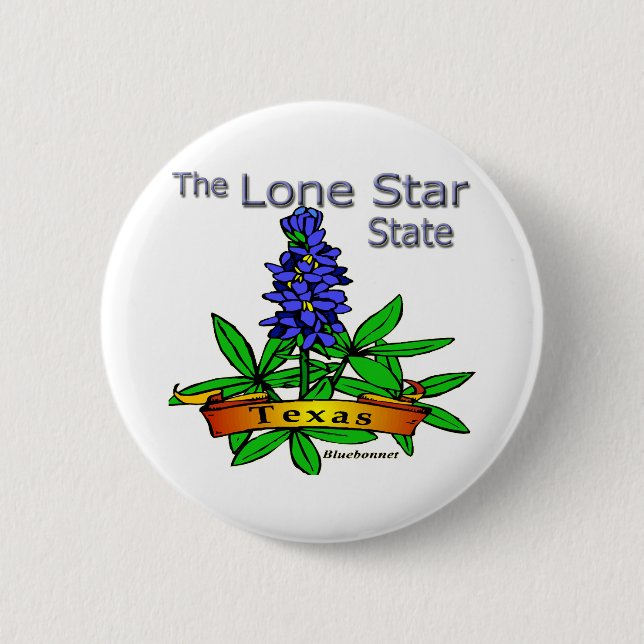 Stern-StaatBluebonnet Texas einziger Button (Vorderseite)