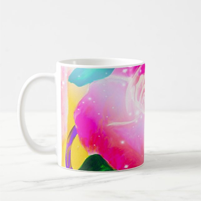 Stern strahlt Rose orig Grafik durch Lulumama Kaffeetasse (Links)