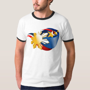 Stern-T-Shirt-roter schwarzer Streifen Sun 3 T-Shirt
