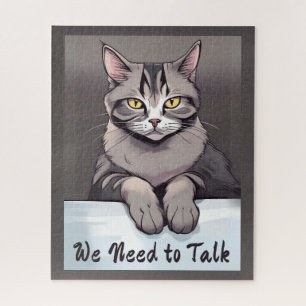 Stern Tabby Cat verlangt einen ernsthaften Vortrag Puzzle