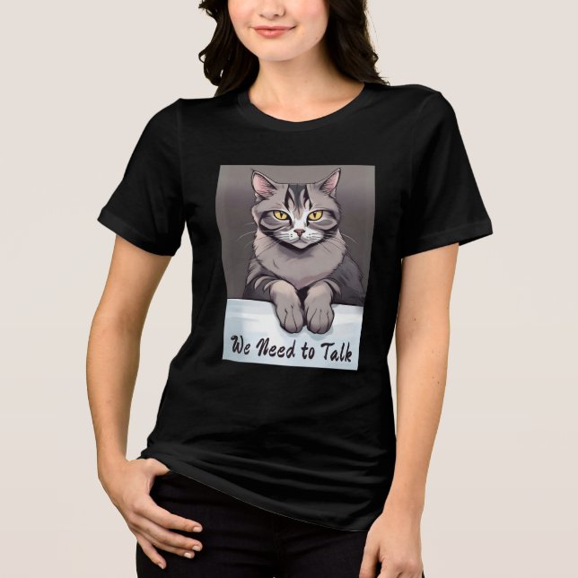 Stern Tabby Cat verlangt einen ernsthaften Vortrag Tri-Blend Shirt (Vorderseite)