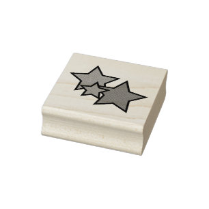 Stern Trio Schwarze Umrandung Muster Gummistempel