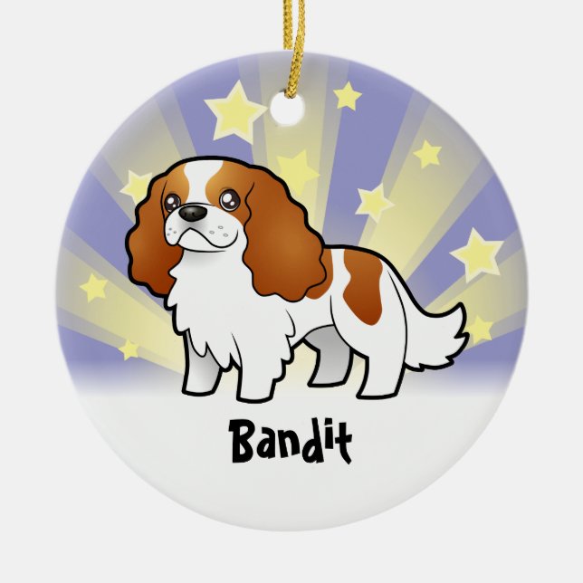 Stern-unbekümmerter Königcharles Spaniel Keramik Ornament (Vorne)