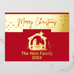 Stern von Bethlehem Weihnachten Gold und Rot Folien Feiertagspostkarte