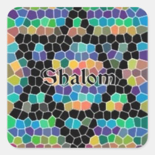 Stern von David-Colorful Mosaic-Shalom Quadratischer Aufkleber