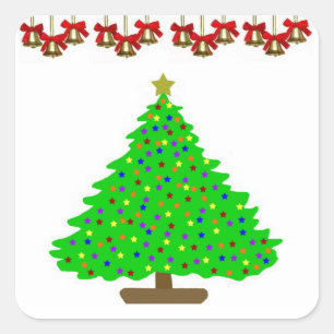 Stern-Weihnachtsbaum Quadratischer Aufkleber