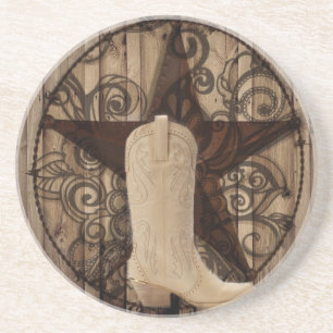 Stern-Western-Landcowgirl Scheunen-hölzernes Texa Getränkeuntersetzer