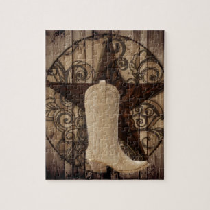 Stern-Western-Landcowgirl Scheunen-hölzernes Texas Puzzle