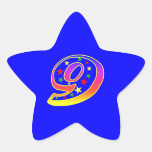 Stern-Zahl-9. Geburtstags-Party-Aufkleber Stern-Aufkleber