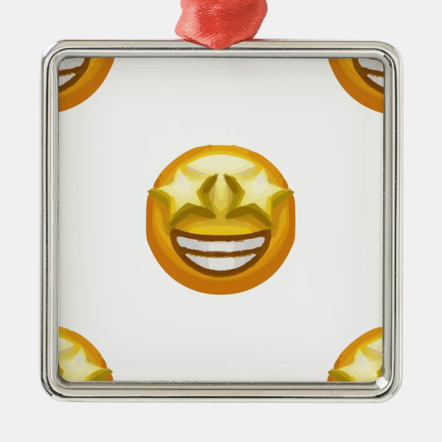 Sternaugen Emoji Ornament Aus Metall (Vorne)