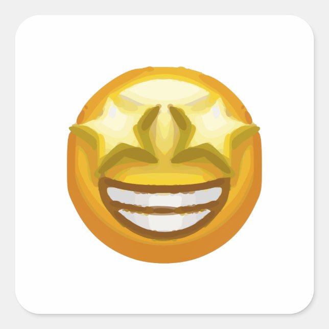 Sternaugen Emoji Quadratischer Aufkleber (Vorderseite)