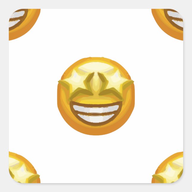 Sternaugen Emoji Quadratischer Aufkleber (Vorderseite)