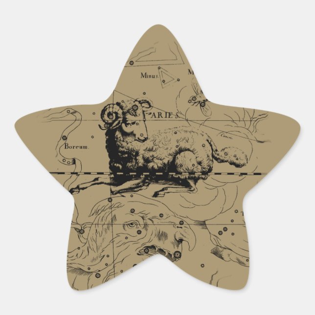 Sternbild Aries Hevelius 1690 Stern-Aufkleber (Vorderseite)