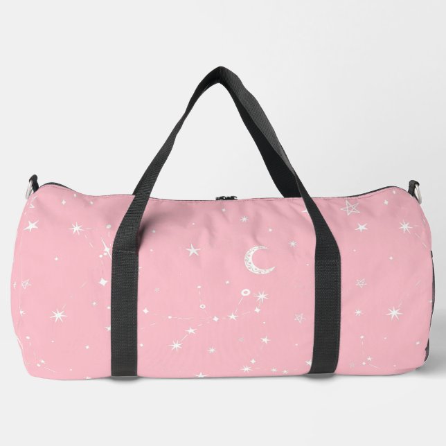 Sternbild des Himmelsmondes rosa Duffle Bag (Vorderseite)