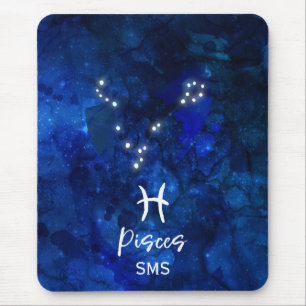 Sternbild Fische Blaue Galaxie Monogramm Mousepad