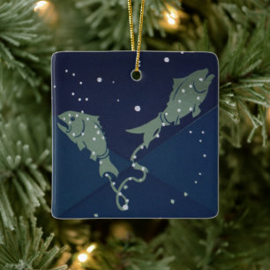 Sternbild Fische Vintage-Zodiak Astrologie Keramikornament