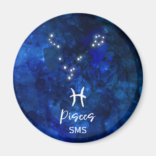 Sternbild Fische Zodiac blaues Galaxie-Monogramm Magnet