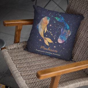 Sternbild Fische Zodiac Wassermalerei Sternen Gala Kissen