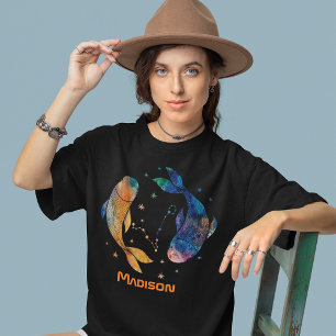 Sternbild Fische Zodiac Wassermalerie Sternengalax T-Shirt