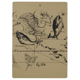 Sternbild Hevelius 1690 auf Taupe Klemmbrett