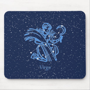 Sternbild Jungfrau und Tierkreiszeichen mit Sterne Mousepad