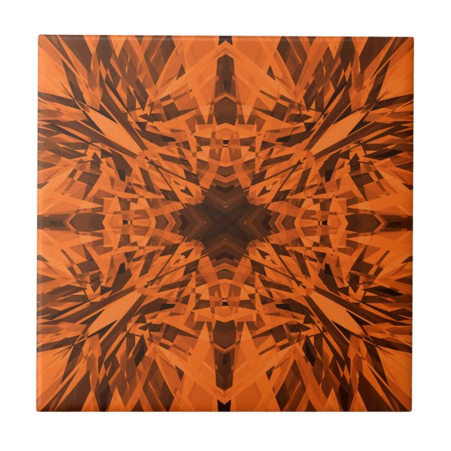 Sternbild Orange Kaleidoskop Fliese (Vorderseite)