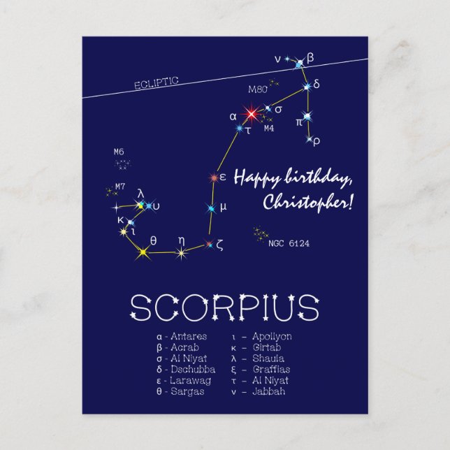 Sternbild Skorpion Postkarte (Vorderseite)